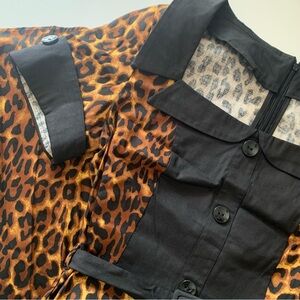 Handmade | Leopard print retro swing dress w/ buttons